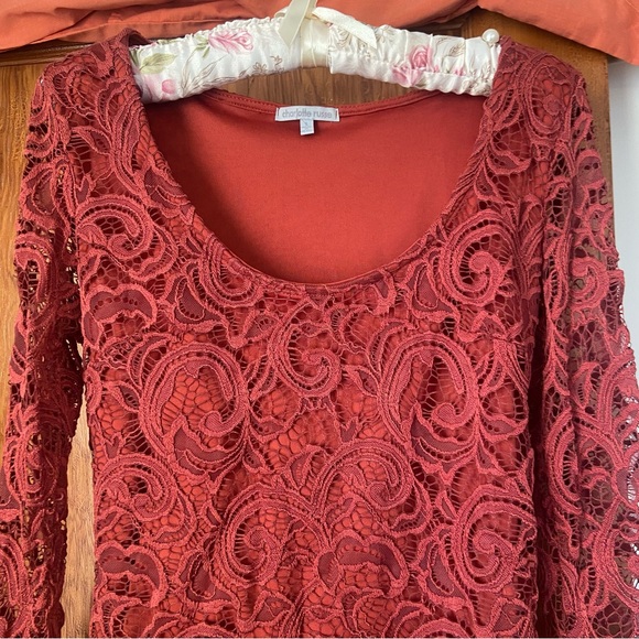 3/$20 Charlotte Russe y2k 00s lace ruffle flare top - Picture 3 of 10